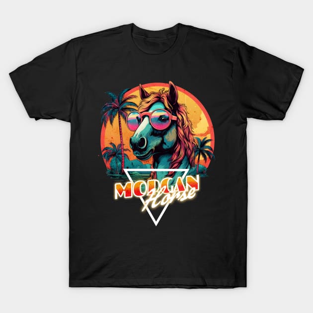 Retro Wave Morgan Horse Miami T-Shirt by Miami Neon Designs